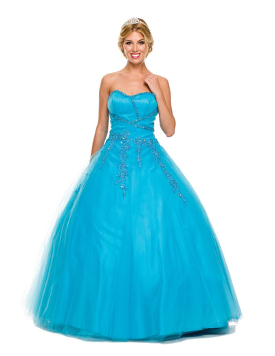 Poofy Fuchsia Quinceanera Tulle Dress A Line Strapless Beading