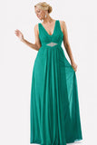 CLEARANCE - Chiffon Semi Formal Mint Dress Long Empire Rhinestone Waist