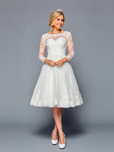 DeKlaire Bridal 451 Illusion Neckline Knee Length Wedding Dress