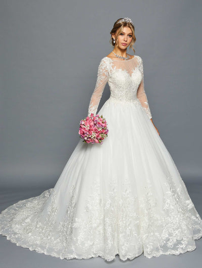 DeKlaire Bridal 454 Boat Neckline Long Sleeve Wedding Gown
