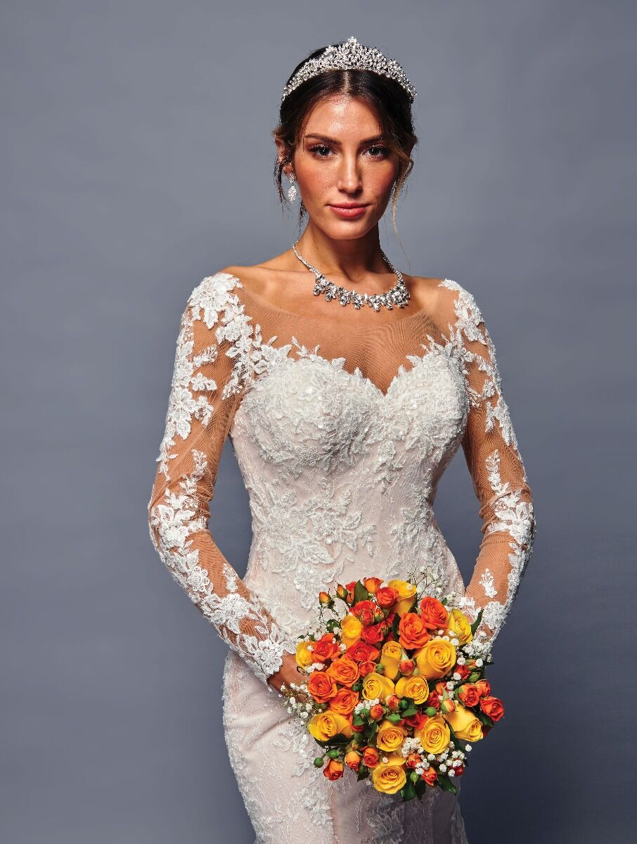 Deklaire Bridal 483 Long Sleeve Trumpet Wedding Gown
