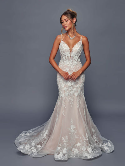 Deklaire Bridal 498 Fitted Trumpet Skirt Wedding Gown Court Train