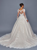 Deklaire Bridal 500 Square Neckline Long Sleeve A-Line Wedding Ball Gown