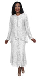 Hosanna 5015 Plus Size 3 Piece Set Rose Tea Length Dress Lace Back View