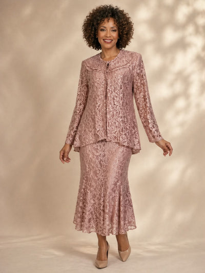 Hosanna 5015 Plus Size 3 Piece Set Length Dress Lace