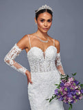 Deklaire Bridal 502 Trumpet Wedding Gown with Removable Long Sleeves