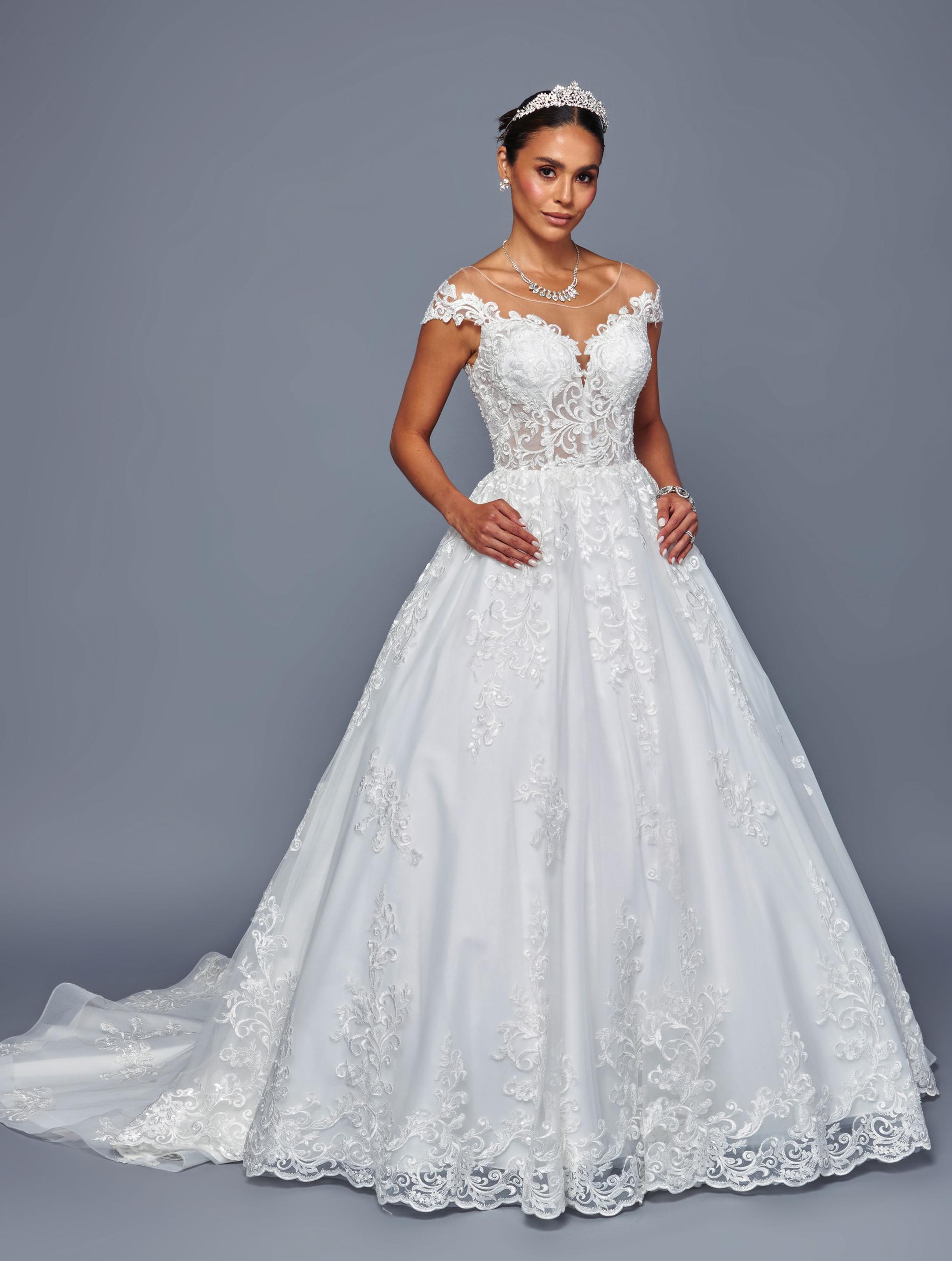 Deklaire Bridal 504 Wedding Ball Gown Cap Sleeve Chapel Train