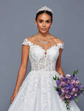 Deklaire Bridal 504 Wedding Ball Gown Cap Sleeve Chapel Train