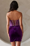 Amelia Couture 5056s Short Corset Cocktail Dress Velvet Fitted Sweetheart