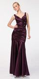 Eggplant Mermaid Dress Plus Size Pleated Bodice Floral Detail Gown