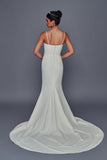 Deklaire Bridal 515 Cowl Neck Spaghetti Strap Wedding Dress with High Slit & Court Train