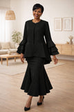 Hosanna 5167 Modest Outfit 3-Piece Set Tea Length Dress