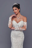 Deklaire Bridal 522 Beaded Lace Mermaid Wedding Dress with Sweetheart Neckline & Detachable Sleeves