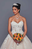 Deklaire Bridal 524 Strapless Sweetheart Lace Ballgown Wedding Dress with Chapel Train