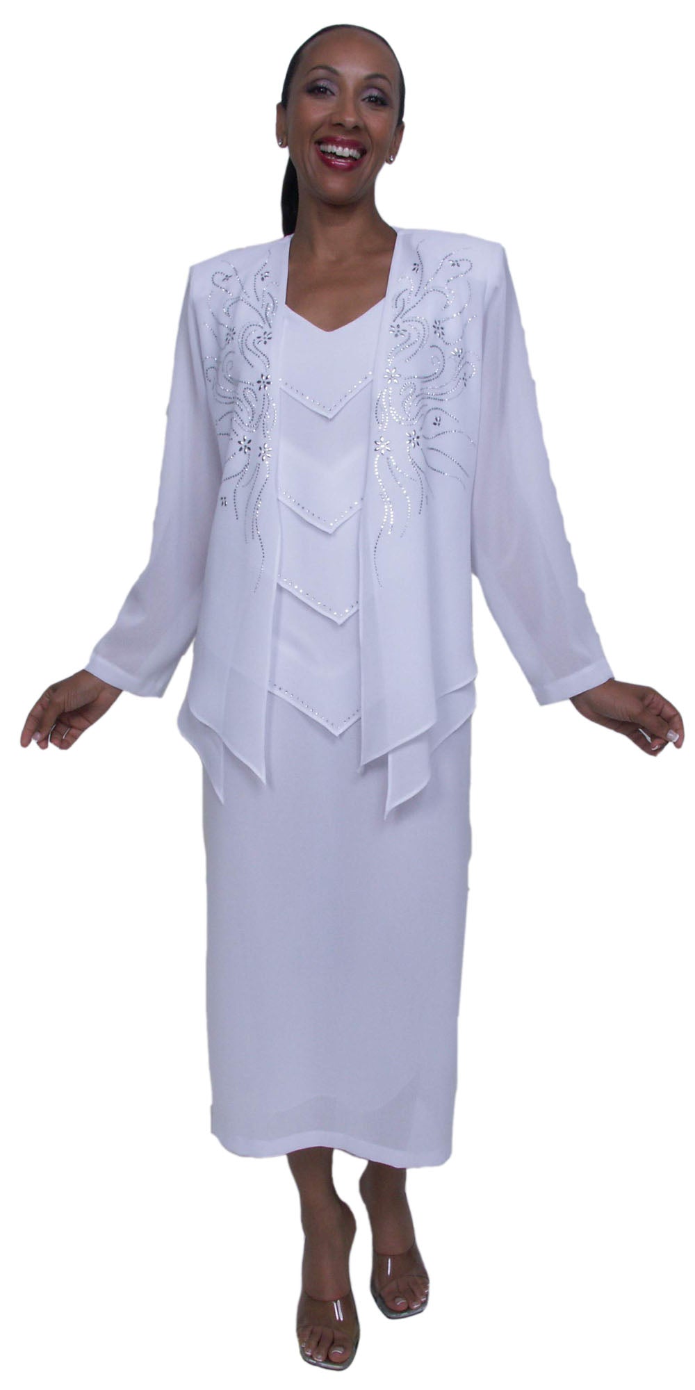 Hosanna 5502 Plus Size 3-Piece Set Tea Length Dress