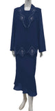 Hosanna 5509 Plus Size 3-Piece Set Tea Length Dress - NAVY
