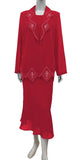 Hosanna 5509 Plus Size 3-Piece Set Tea Length Dress - RED