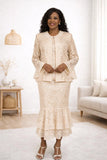 Hosanna 5514 Plus Size 3 Piece Set Tea Length Dress