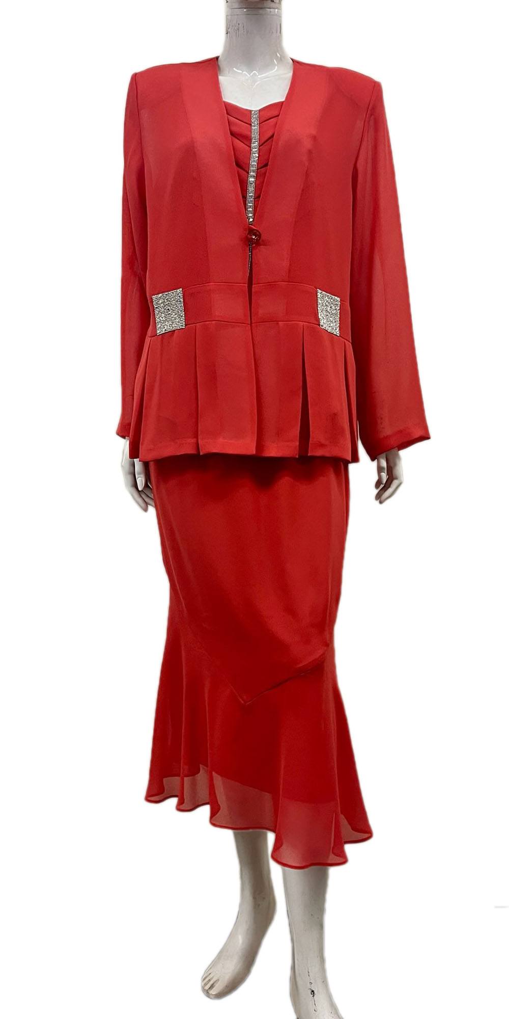 Hosanna 5527 Plus Size 3-Piece Set Tea Length Dress