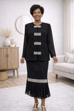 Hosanna 5531 Plus Size 3-Piece Set Tea Length Dress
