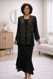 Hosanna 5535 Plus Size 3-Piece Set Tea Length Dress Outfit