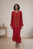 Hosanna 5535 Plus Size 3-Piece Set Tea Length Dress Outfit