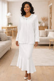 Hosanna Design 5536 Modest 3-Piece Set Tea Length Chiffon Dress