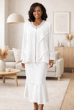 Hosanna 5540 Plus Size Outfit 3-Piece Set Tea Length Dress