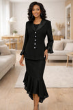 Hosanna Design 5545 Modest 3-Piece Set Tea Length Chiffon Dress