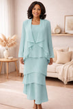 Hosanna Design 5552 Modest Outfit 3-Piece Set Tea Length Dress