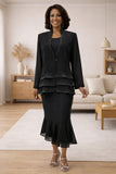 Hosanna 5571 Modest 3-Piece Set Ankle Length Chiffon Dress
