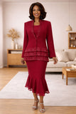 Hosanna 5571 Modest 3-Piece Set Ankle Length Chiffon Dress