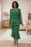 Hosanna 5571 Modest 3-Piece Set Ankle Length Chiffon Dress