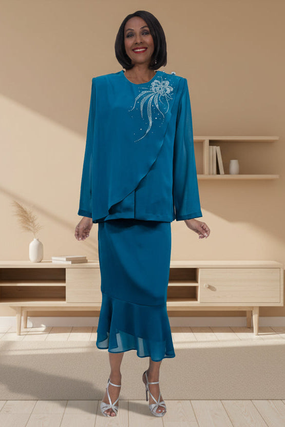 Hosanna 5605 Modest 3-Piece Set Ankle Length Dress