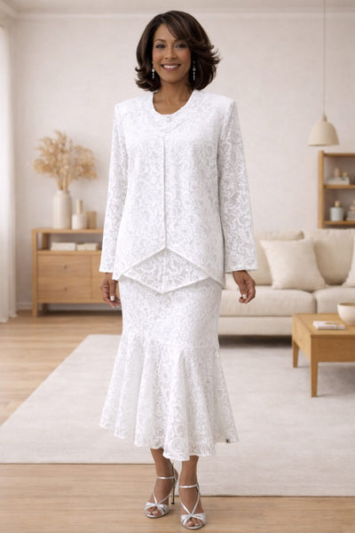 Hosanna 5611 Modest 3-Piece Set Ankle Length Lace Dress