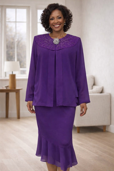 Hosanna 5615 Modest 3-Piece Set Ankle Length Chiffon Dress