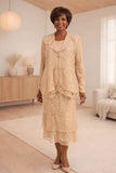 Hosanna 5616 Modest 3-Piece Set Ankle Length Lace Dress