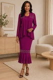 Hosanna 5617 Modest Outfit 3-Piece Outfit Tea Length Dress