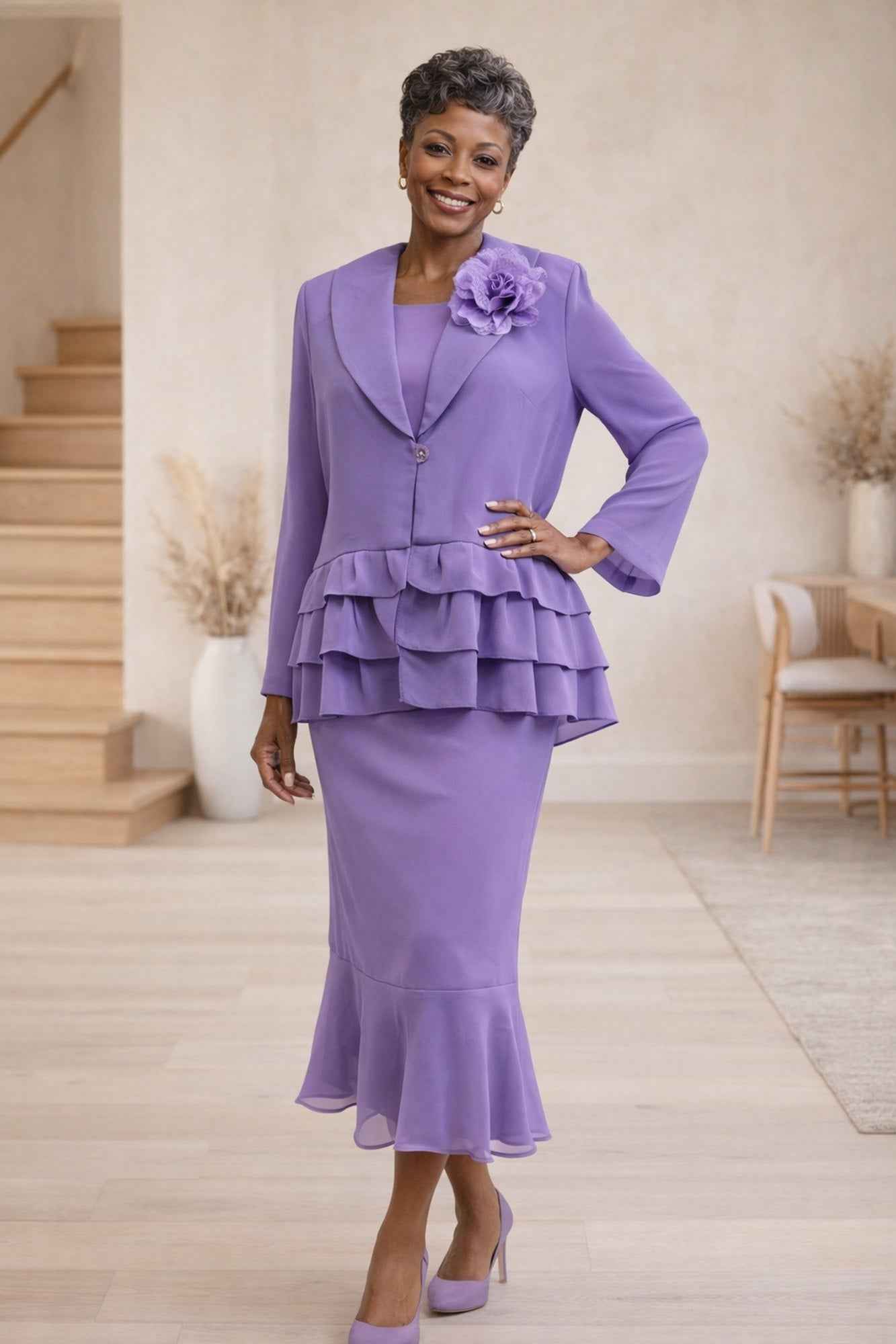 Hosanna 5622 Modest 3-Piece Set Ankle Length Dress