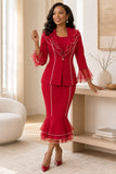 Hosanna 5630 Ruffle Trim Three-Piece Church Suit with Mermaid Skirt