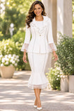 Hosanna 5630 Ruffle Trim Three-Piece Church Suit with Mermaid Skirt