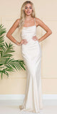 Amelia Couture 6111 Long Fitted Spaghetti Strap Cowl Neck Satin Gown