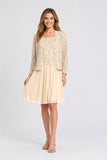 Celavie 6430-S Short Lace Chiffon Dress with Matching Jacket