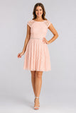 Celavie 6529s Short A-Line Lace Dress Cap Sleeves