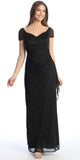 Celavie 6565-L Long Column Gathered Waistline Short Cap Sleeve Dress