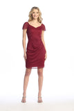 Celavie 6565-S Short Gathered Waistline Short Cap Sleeve Dress
