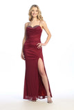 Celavie 6603-L Long Sweetheart Fitted Pleated Cowl Neck Glitter Gown