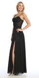 Celavie 6608-L Long A-Line Corset Bodice Cowl Sweetheart Slit Gown