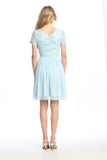 Celavie 6652-S Short Lace Chiffon Dress with Beaded Waist Detail