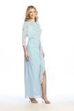 Celavie 6657-L Elegant Lace Bodice Chiffon Maxi Dress with Ruffle Detail